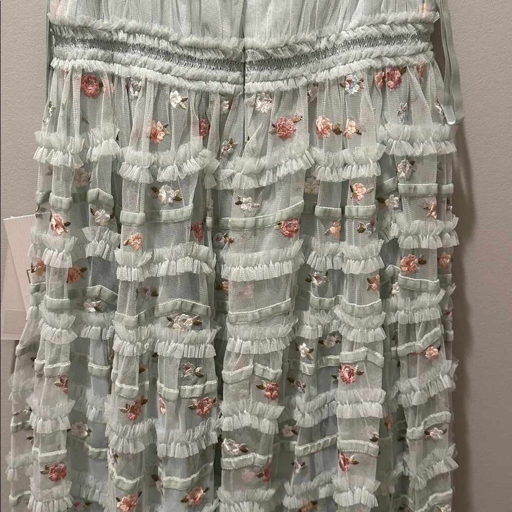 Mac Duggal Girls Ruffled Floral Embroidered Gown - Picture 13 of 15